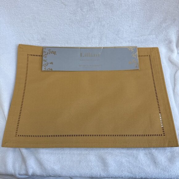 Lillian August Home Set of 4 Placemats Gold Solid Fall Everyday NWT - Picture 1 of 4